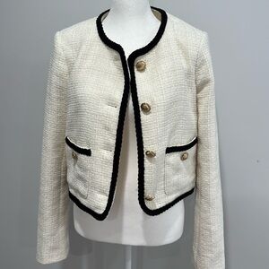 Creamy white and black tweed blazer